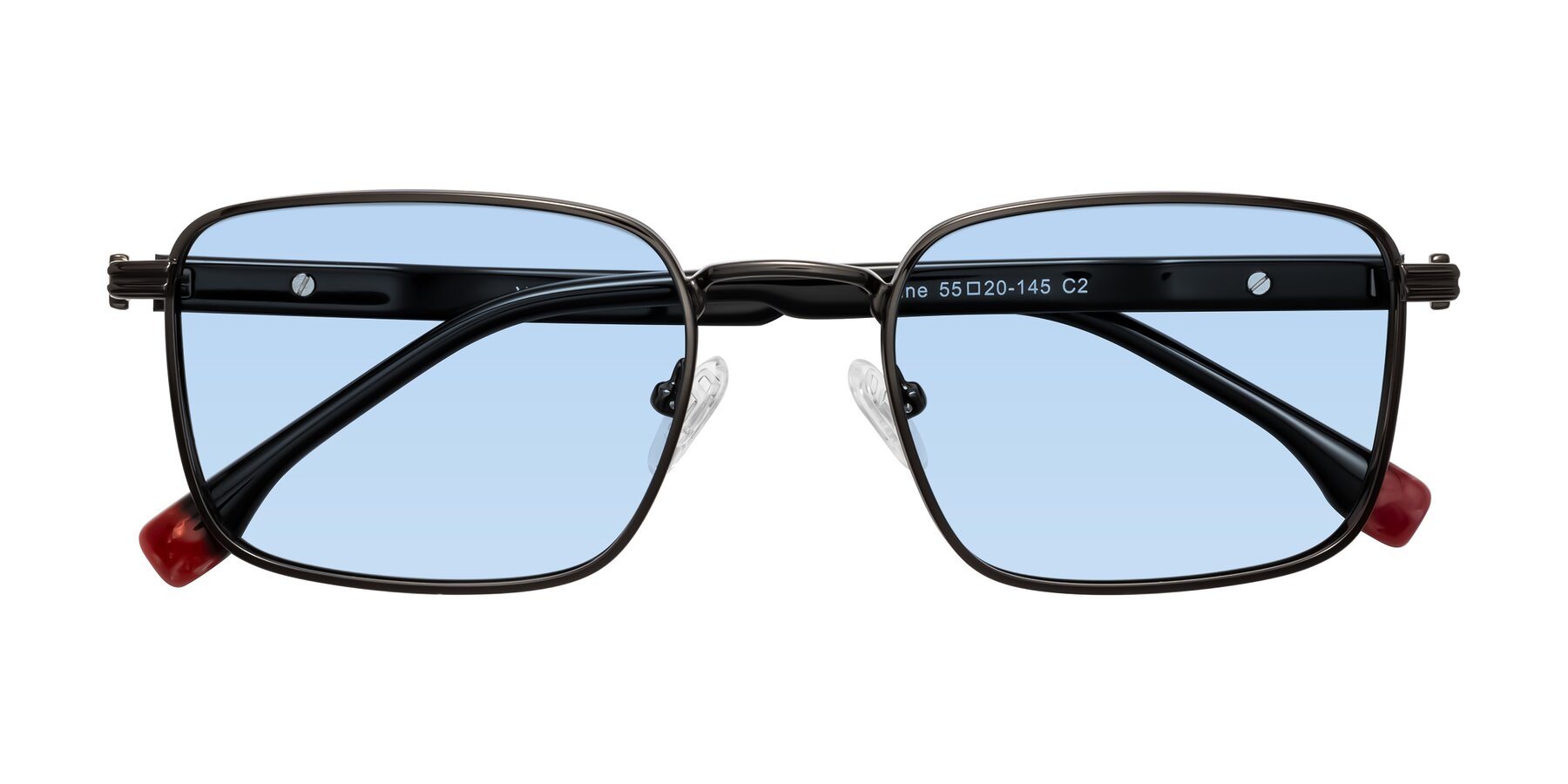 Folded Front of Rhine in Gunmetal/Black with Light Blue Tinted Lenses