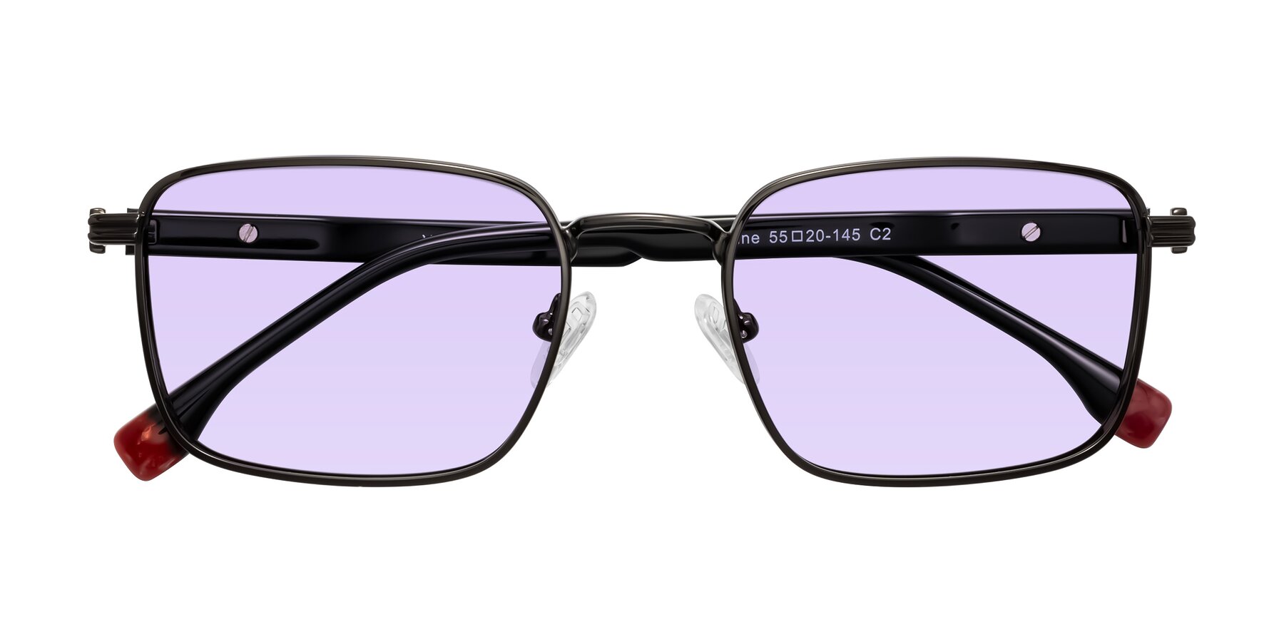 Folded Front of Rhine in Gunmetal/Black with Light Purple Tinted Lenses