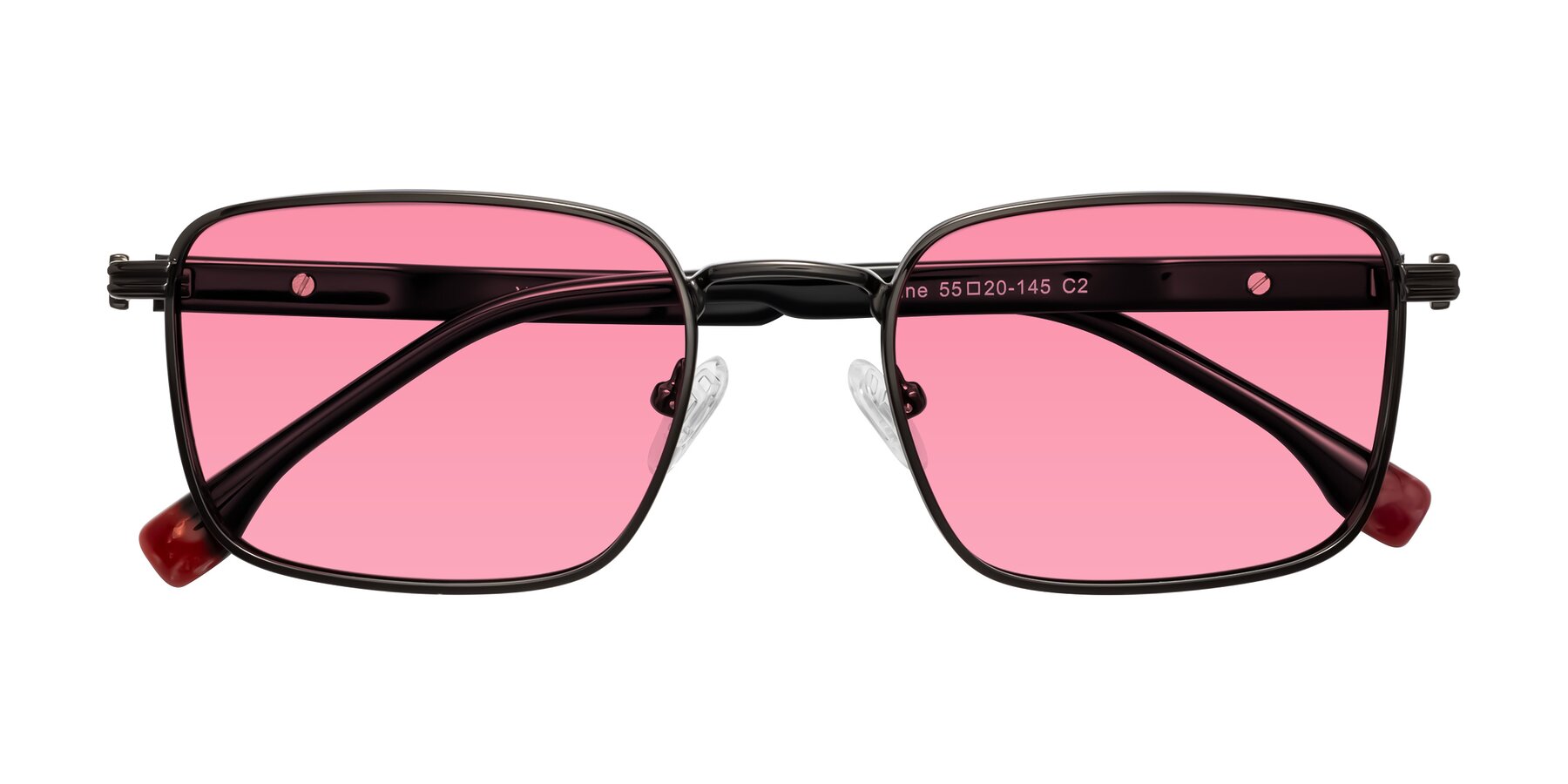 Folded Front of Rhine in Gunmetal/Black with Pink Tinted Lenses