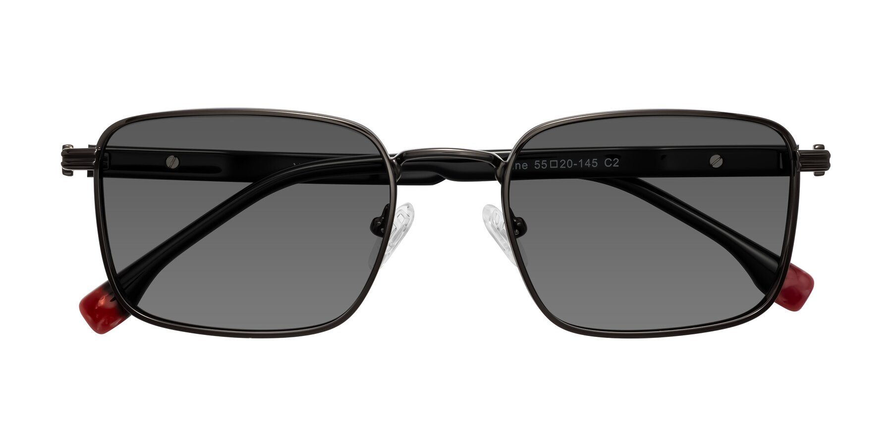 Folded Front of Rhine in Gunmetal/Black with Medium Gray Tinted Lenses