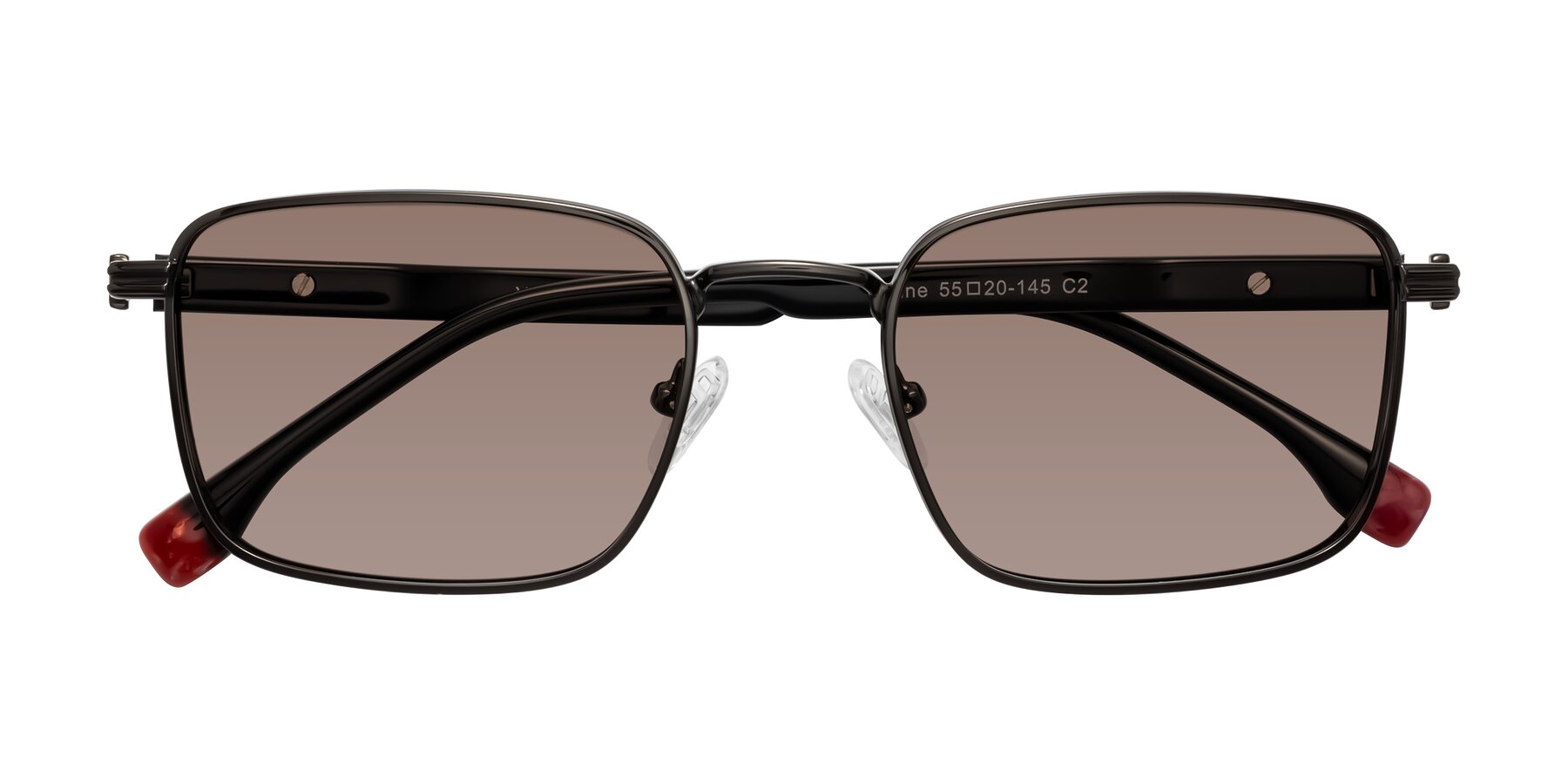Folded Front of Rhine in Gunmetal/Black with Medium Brown Tinted Lenses