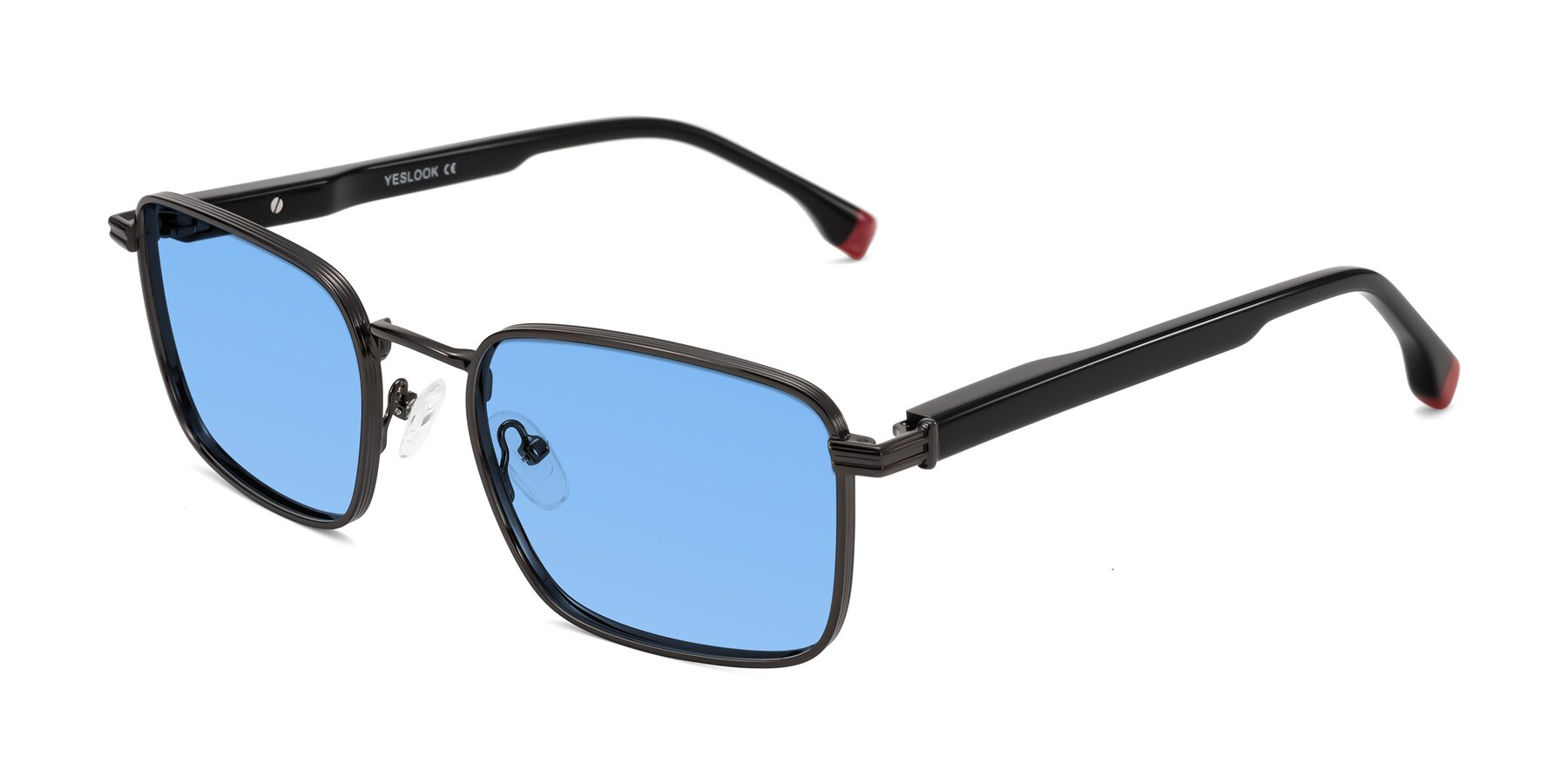 Angle of Rhine in Gunmetal/Black with Medium Blue Tinted Lenses