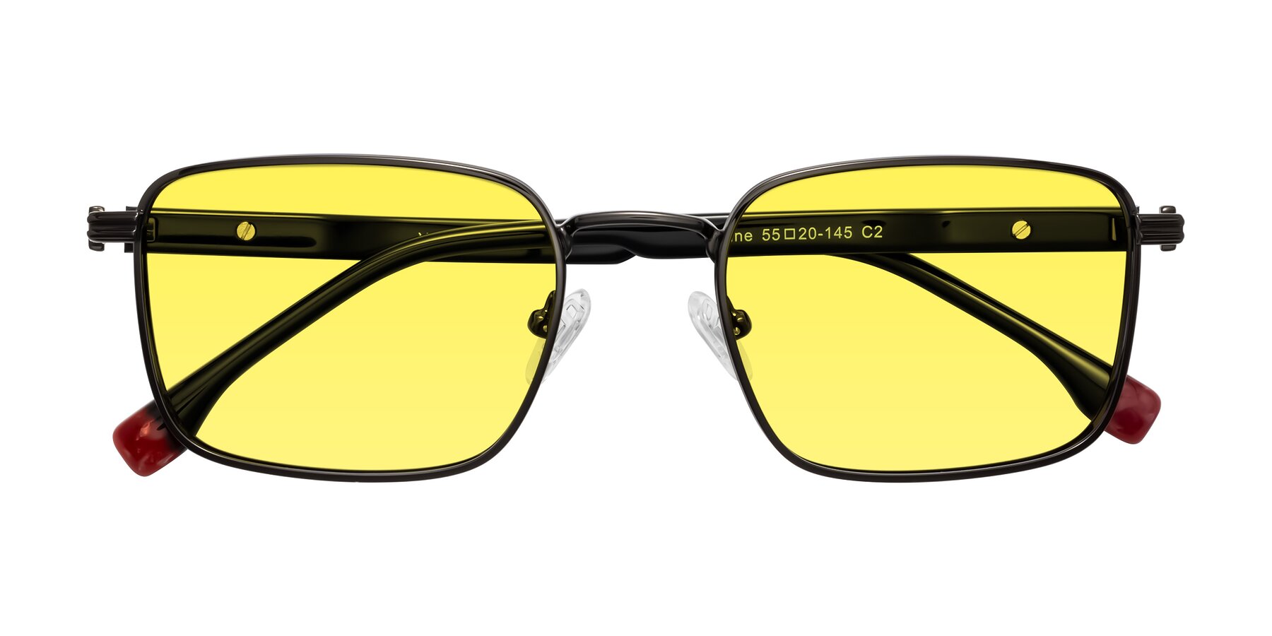 Folded Front of Rhine in Gunmetal/Black with Medium Yellow Tinted Lenses