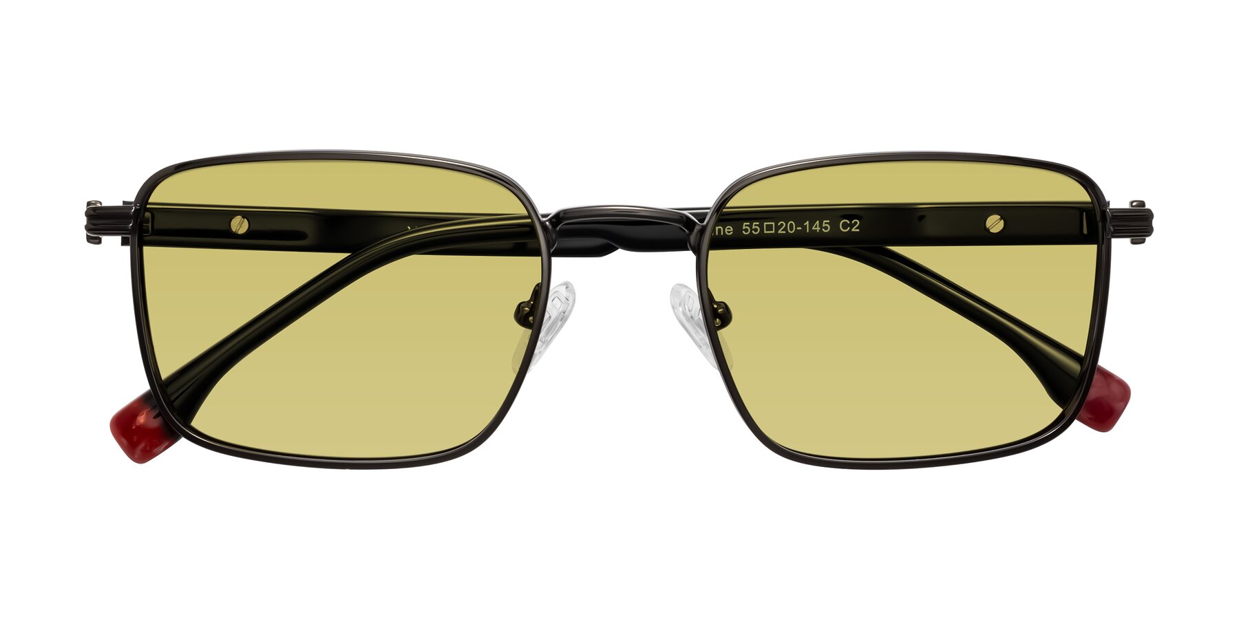 Folded Front of Rhine in Gunmetal/Black with Medium Champagne Tinted Lenses