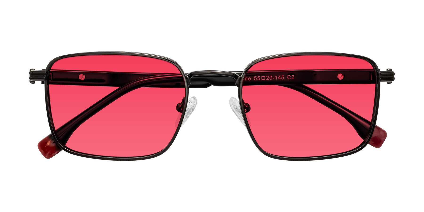Folded Front of Rhine in Gunmetal/Black with Red Tinted Lenses