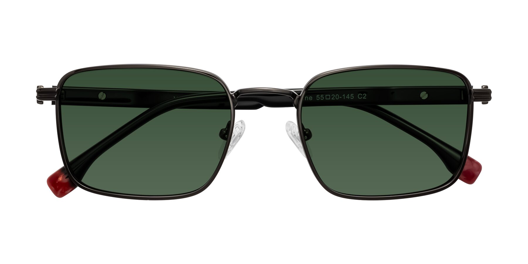 Folded Front of Rhine in Gunmetal/Black with Green Tinted Lenses