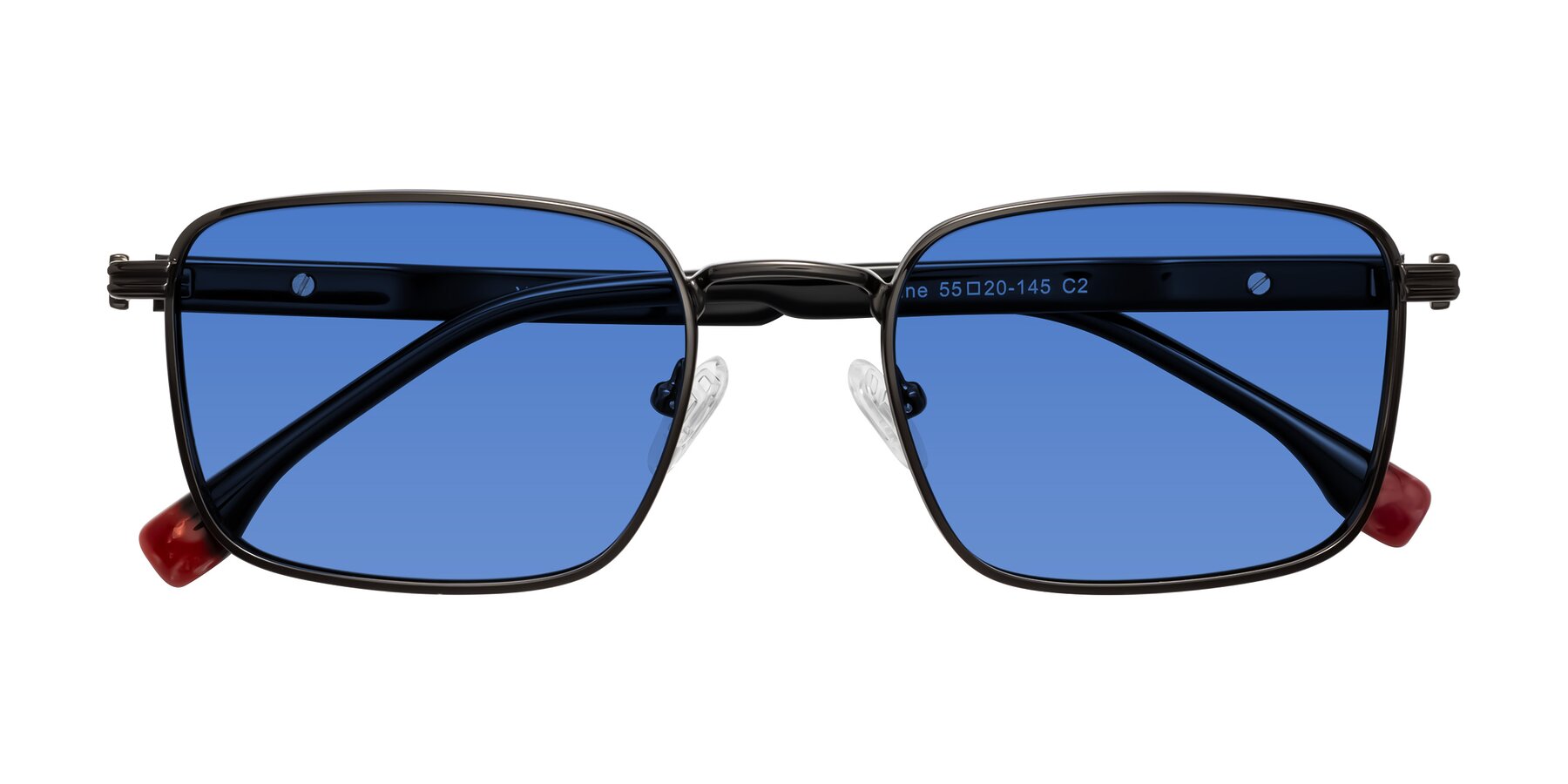 Folded Front of Rhine in Gunmetal/Black with Blue Tinted Lenses