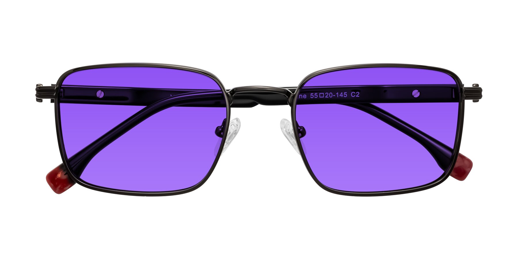Folded Front of Rhine in Gunmetal/Black with Purple Tinted Lenses