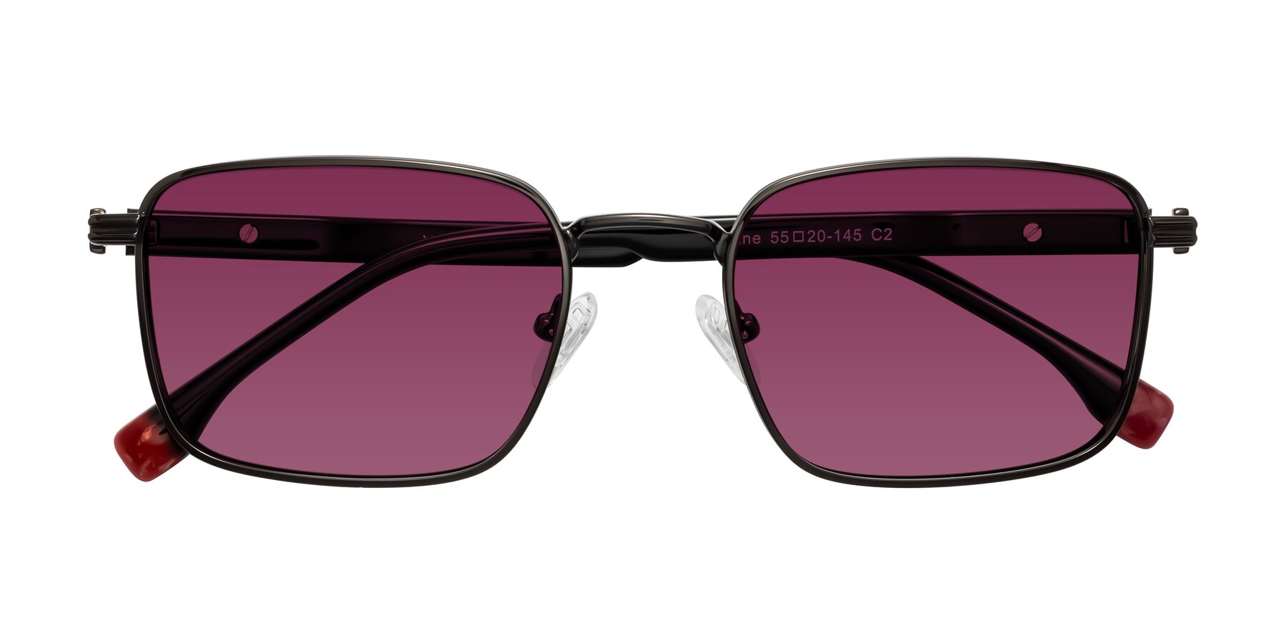 Folded Front of Rhine in Gunmetal/Black with Wine Tinted Lenses