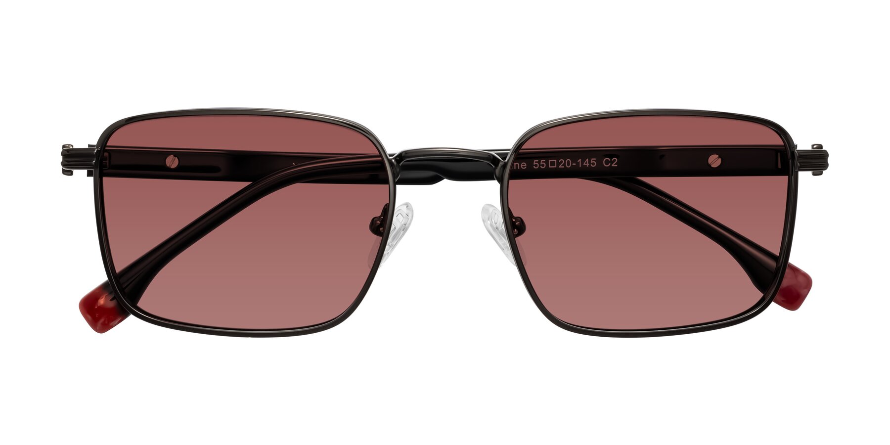 Folded Front of Rhine in Gunmetal/Black with Garnet Tinted Lenses