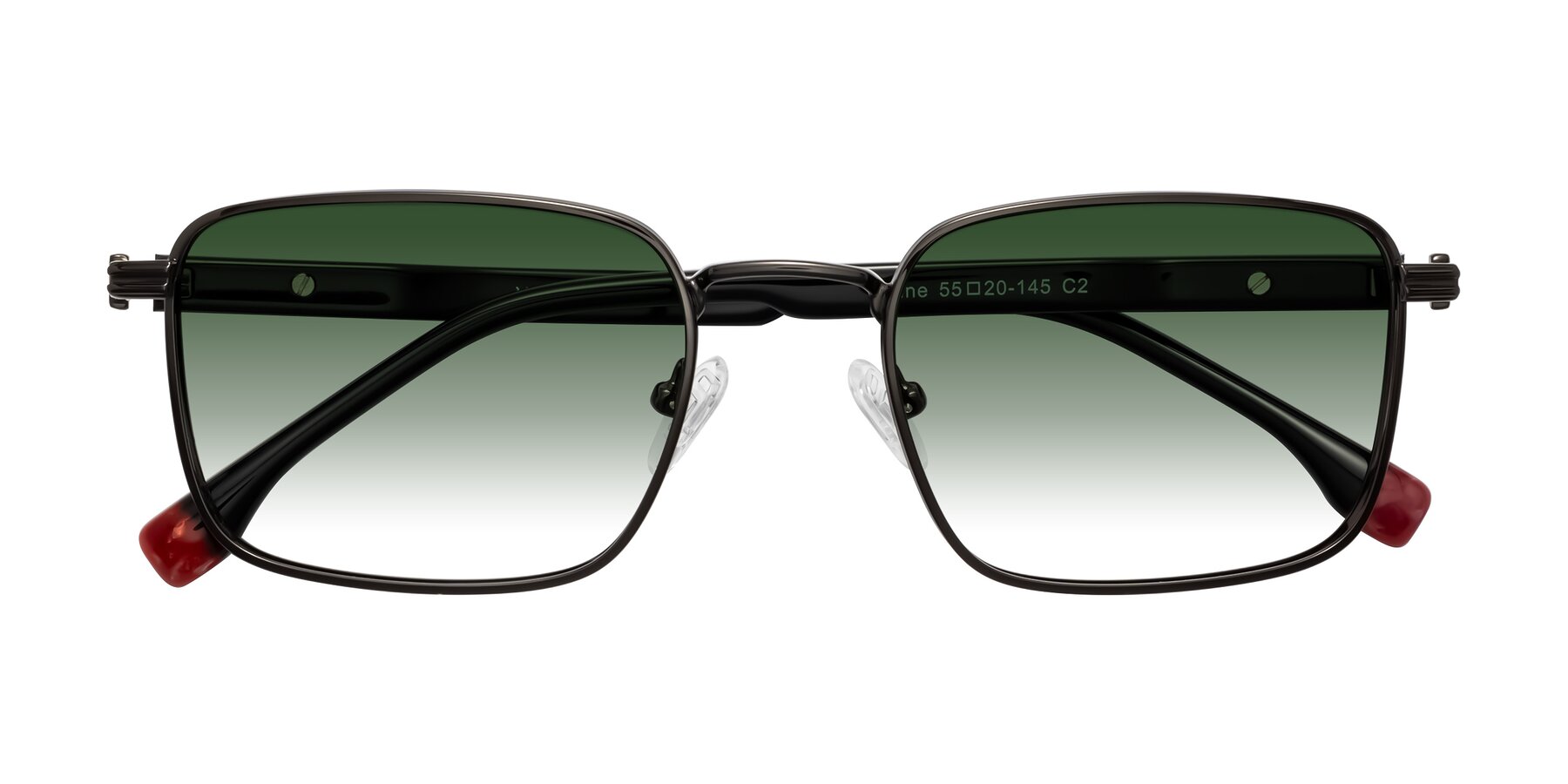 Folded Front of Rhine in Gunmetal/Black with Green Gradient Lenses