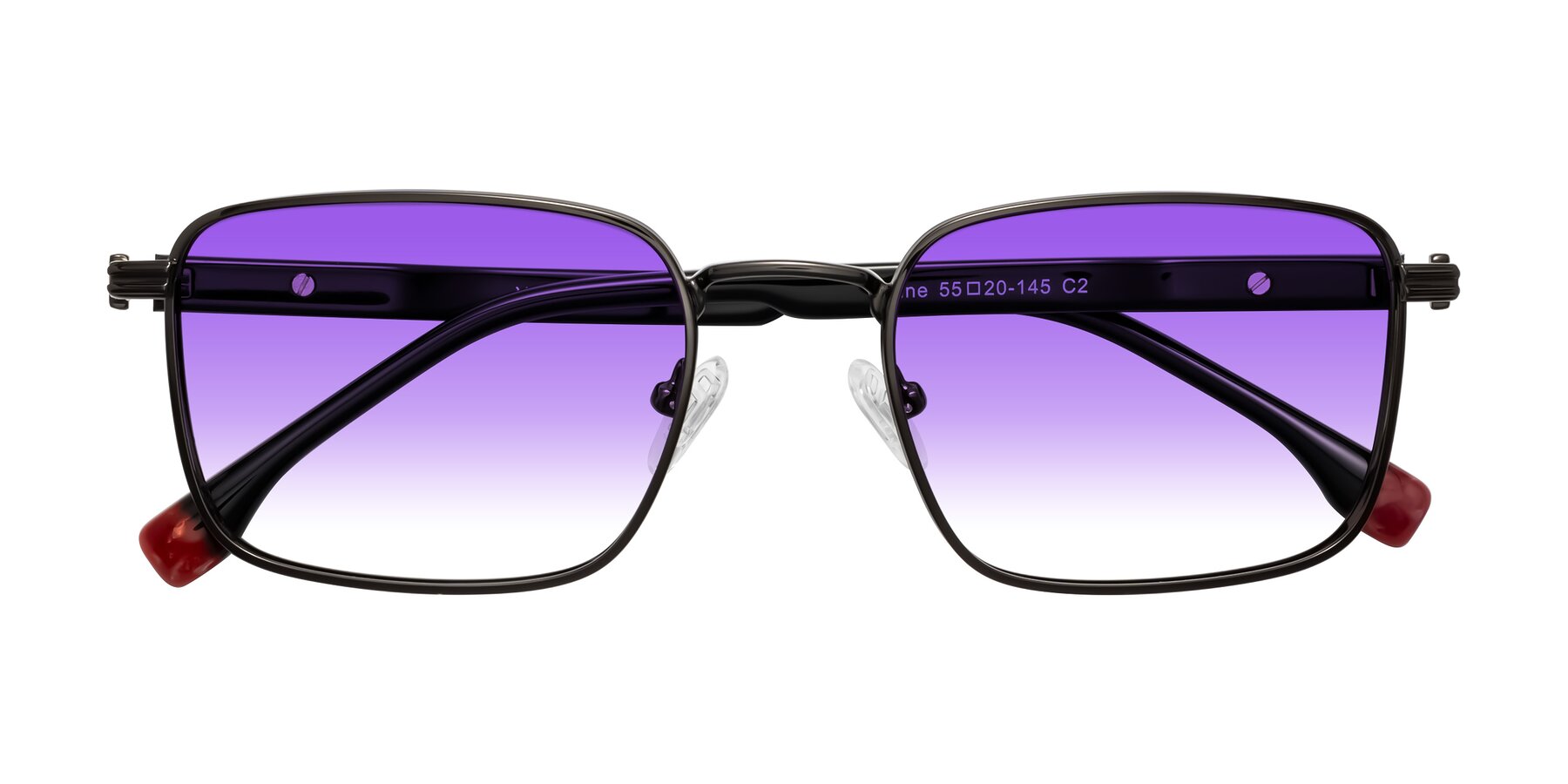 Folded Front of Rhine in Gunmetal/Black with Purple Gradient Lenses