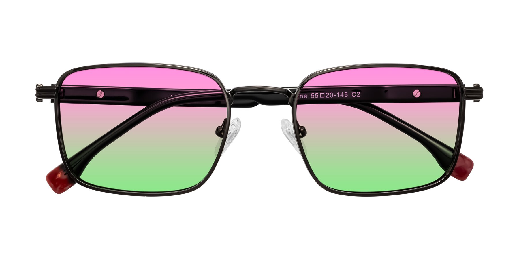 Folded Front of Rhine in Gunmetal/Black with Pink / Green Gradient Lenses