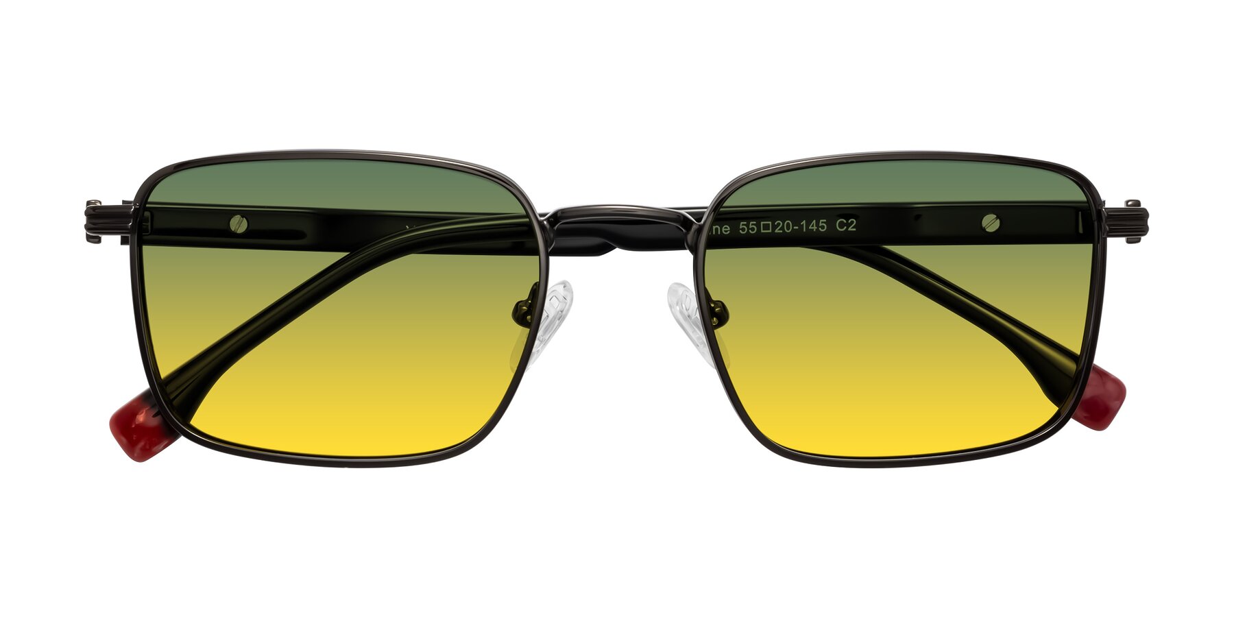 Folded Front of Rhine in Gunmetal/Black with Green / Yellow Gradient Lenses
