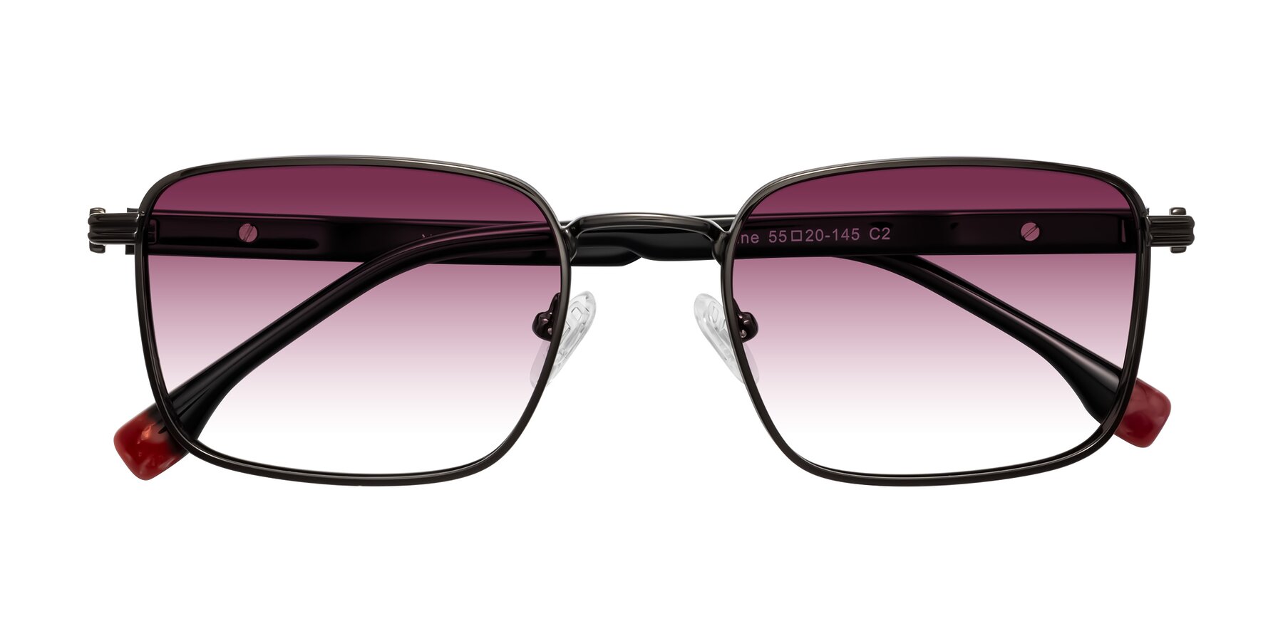 Folded Front of Rhine in Gunmetal/Black with Wine Gradient Lenses