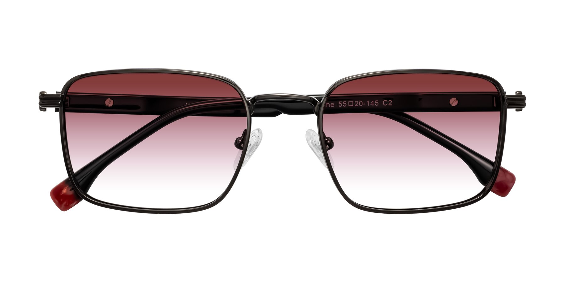 Folded Front of Rhine in Gunmetal/Black with Garnet Gradient Lenses