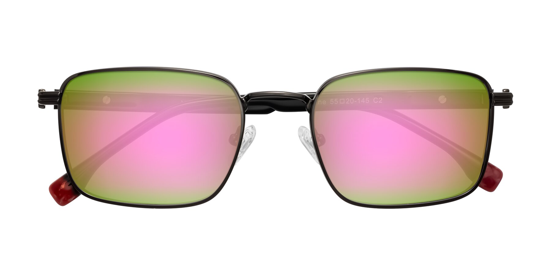 Folded Front of Rhine in Gunmetal/Black with Pink Mirrored Lenses