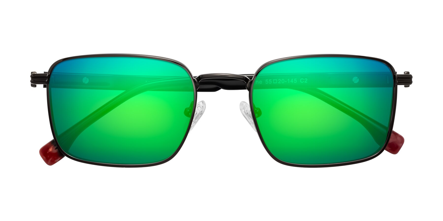 Folded Front of Rhine in Gunmetal/Black with Green Mirrored Lenses