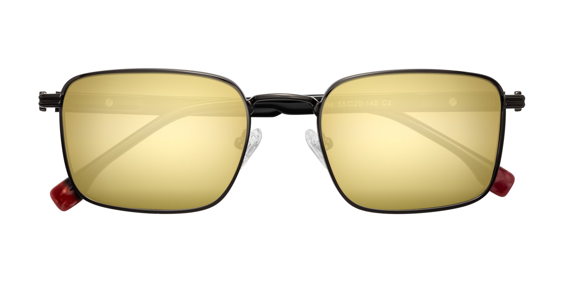 Folded Front of Rhine in Gunmetal/Black with Gold Mirrored Lenses