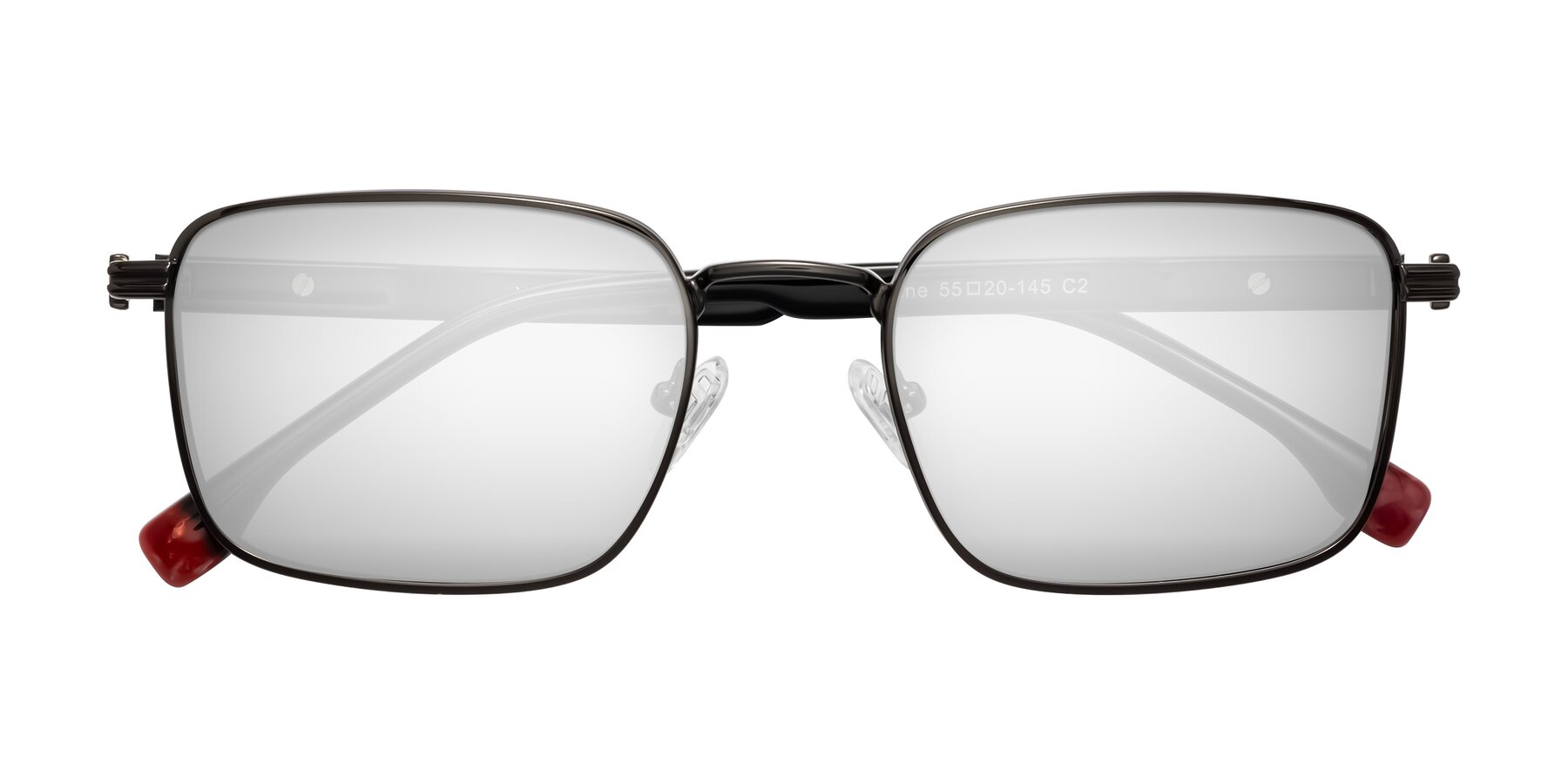 Folded Front of Rhine in Gunmetal/Black with Silver Mirrored Lenses