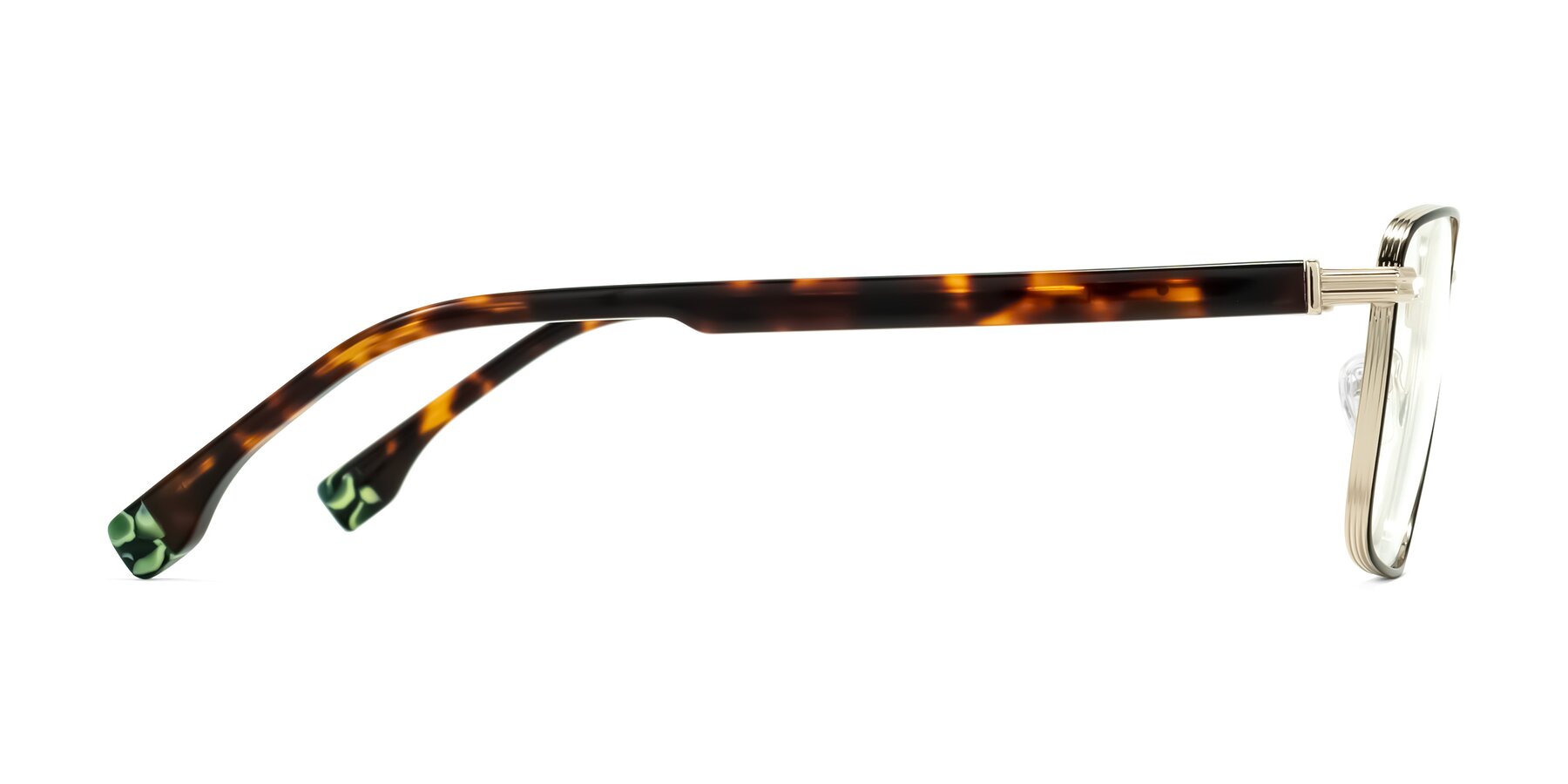 Side of Rhine in Black/Gold/Tortoise with Clear Blue Light Blocking Lenses