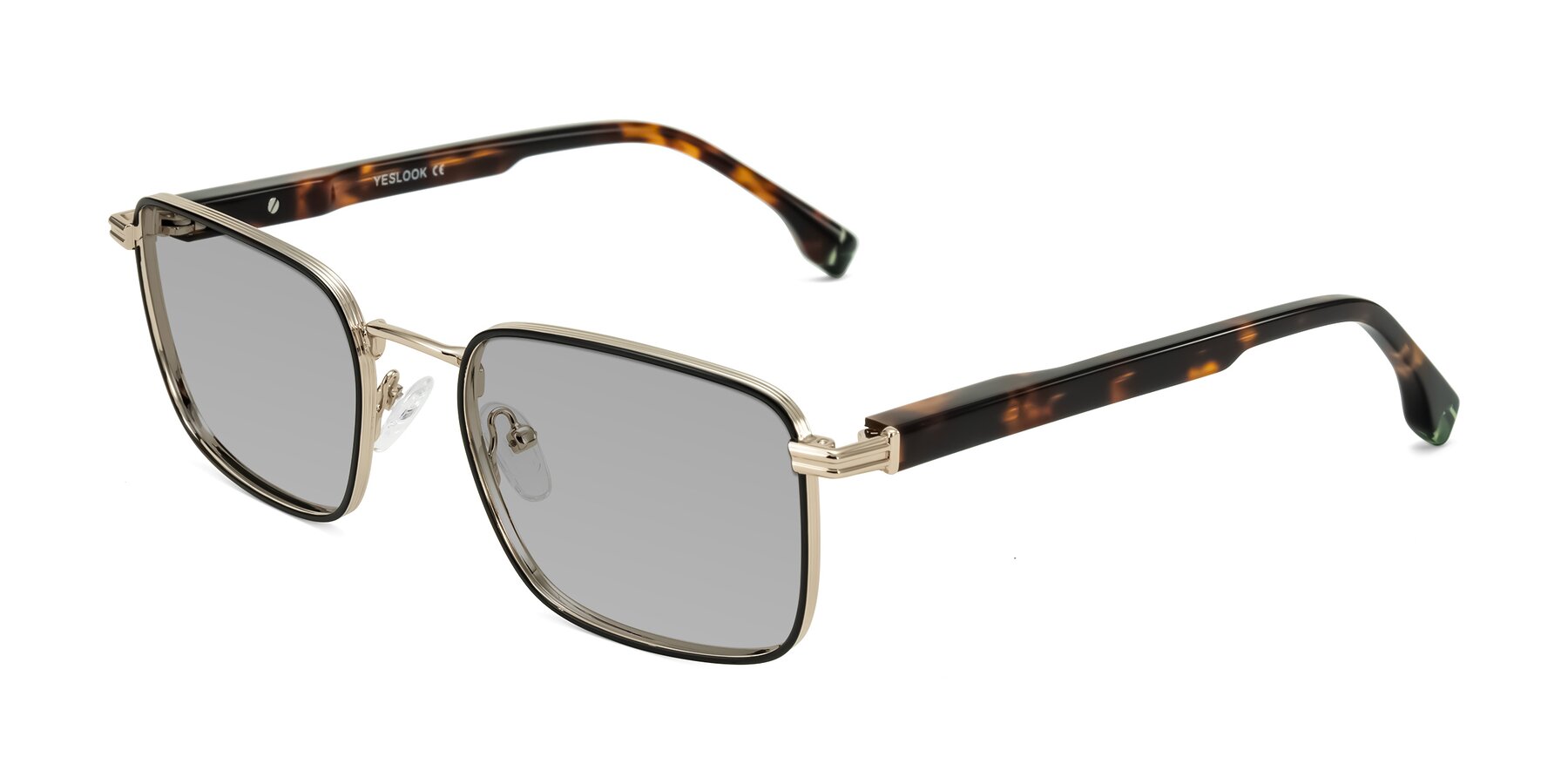 Angle of Rhine in Black/Gold/Tortoise with Light Gray Tinted Lenses