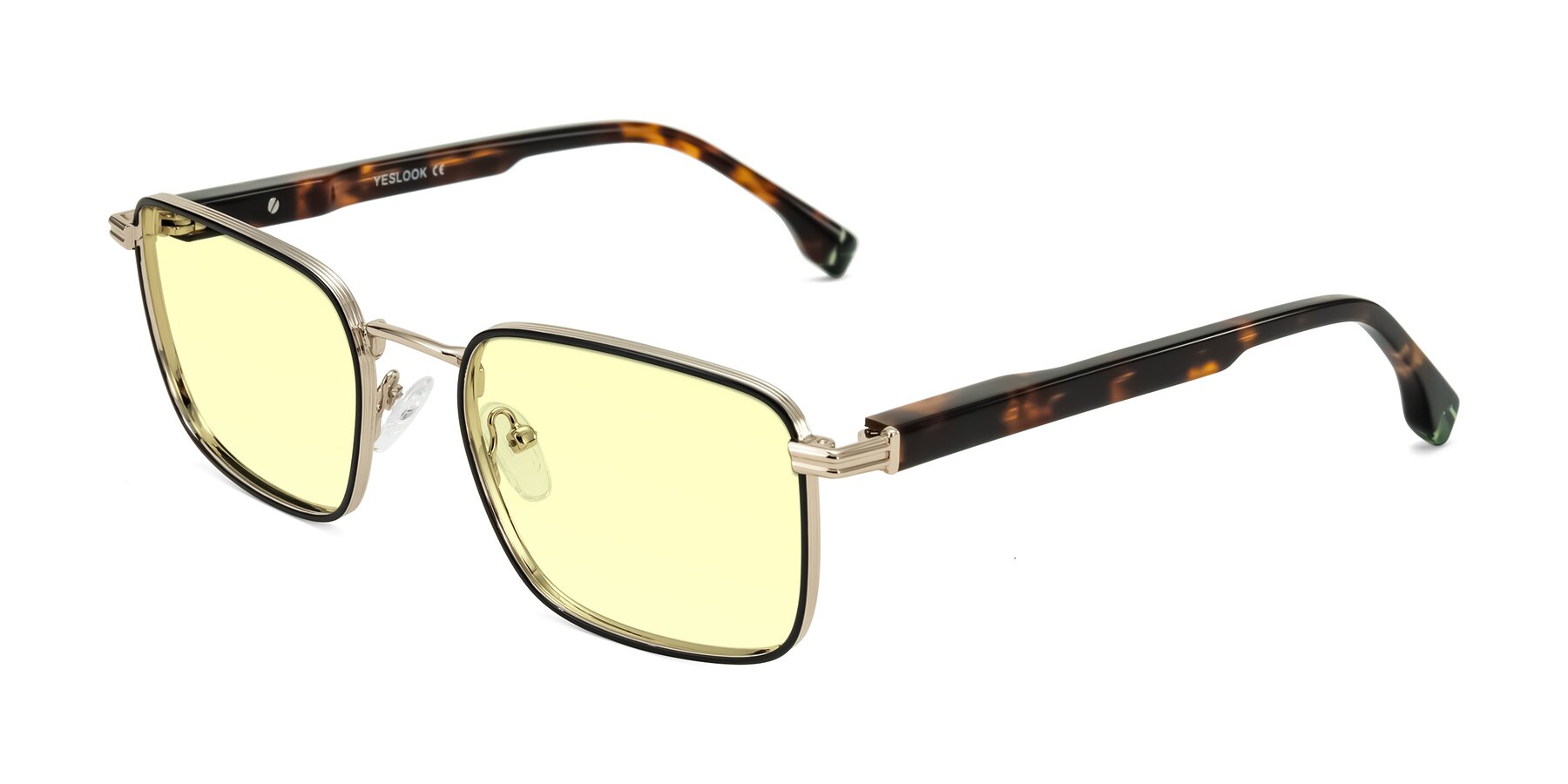 Angle of Rhine in Black/Gold/Tortoise with Light Yellow Tinted Lenses