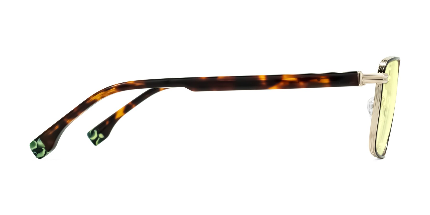 Side of Rhine in Black/Gold/Tortoise with Light Yellow Tinted Lenses