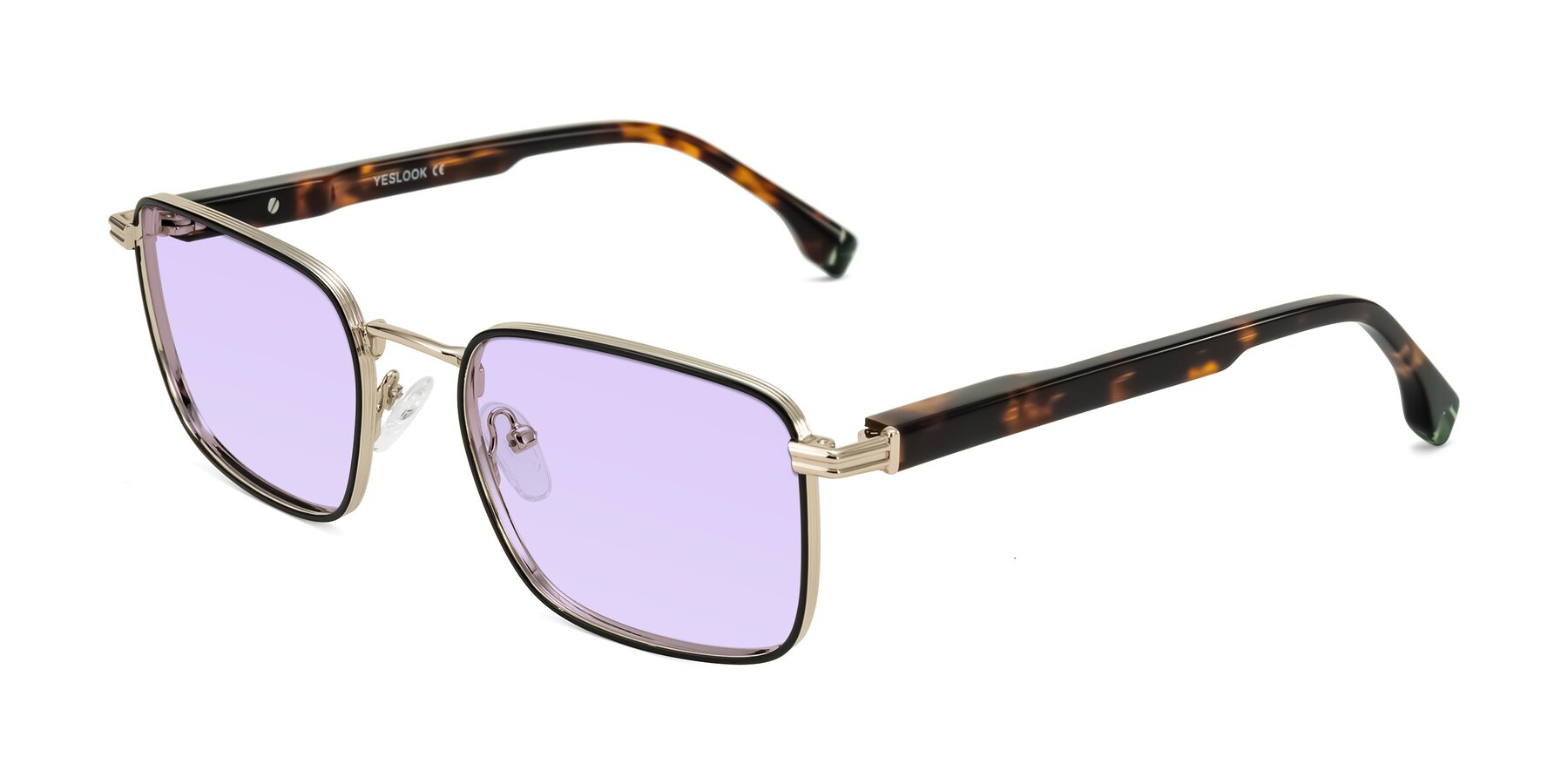 Angle of Rhine in Black/Gold/Tortoise with Light Purple Tinted Lenses