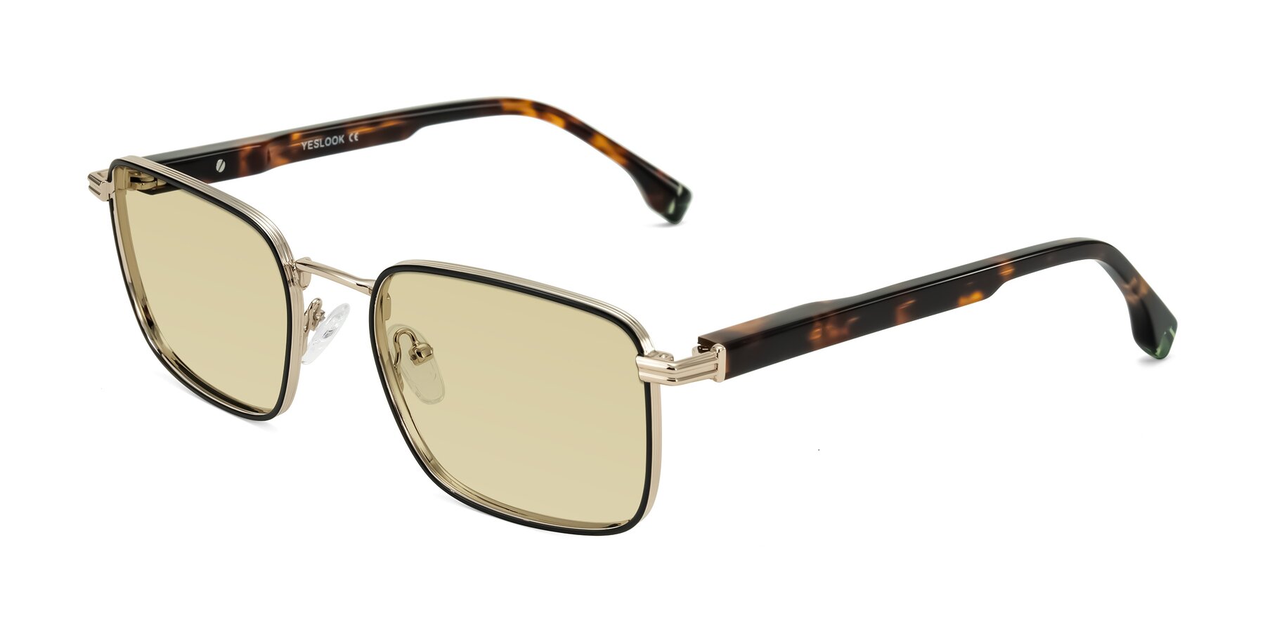 Angle of Rhine in Black/Gold/Tortoise with Light Champagne Tinted Lenses