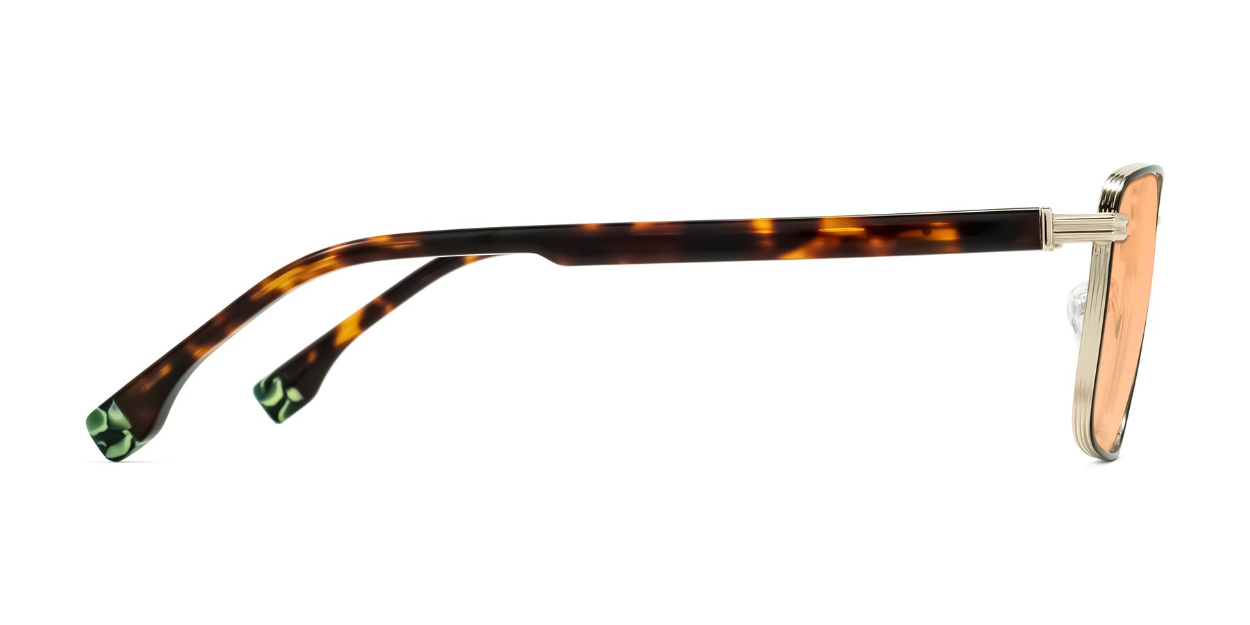 Side of Rhine in Black/Gold/Tortoise with Light Orange Tinted Lenses