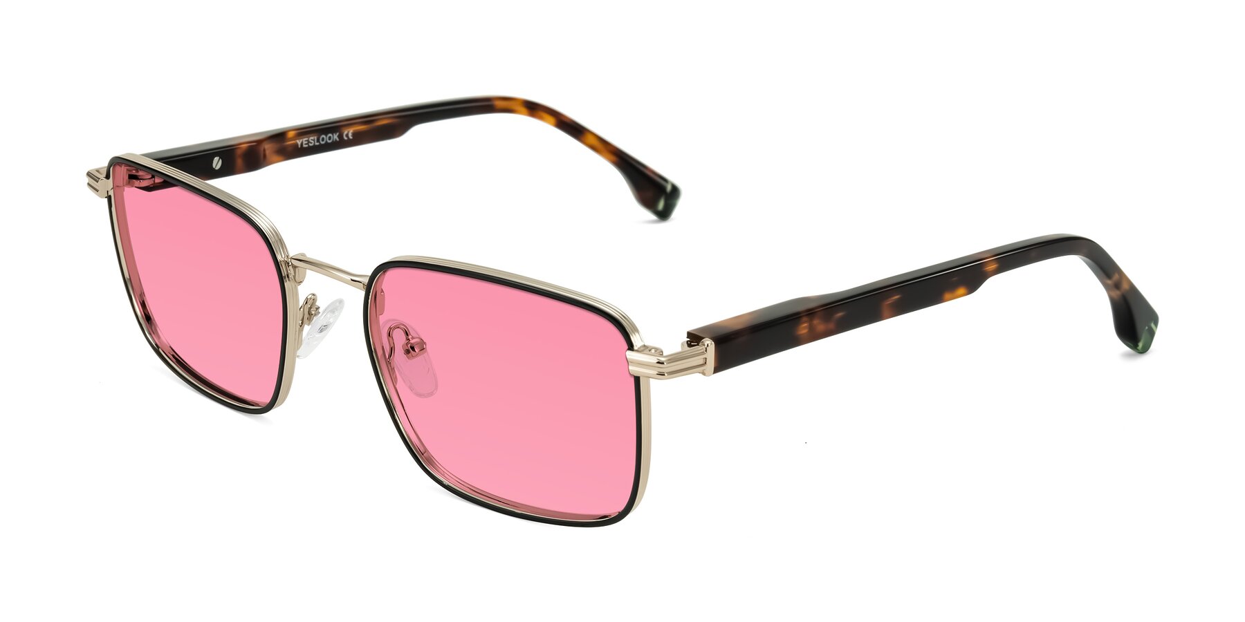 Angle of Rhine in Black/Gold/Tortoise with Pink Tinted Lenses