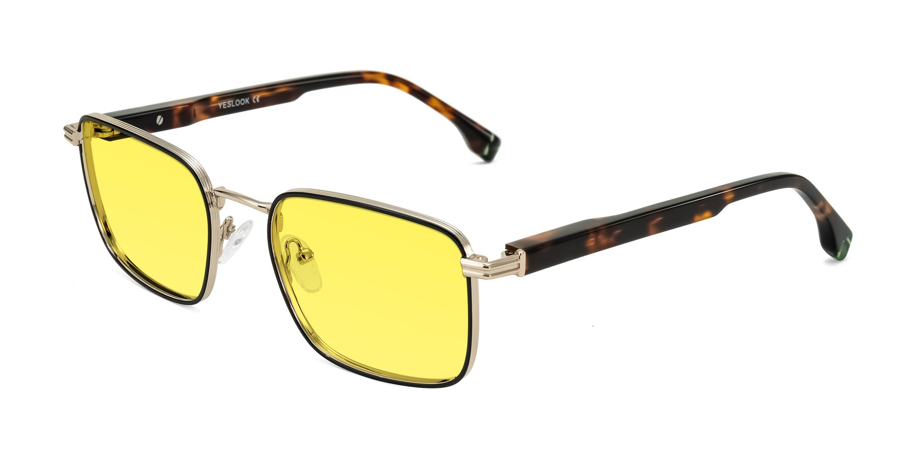 Angle of Rhine in Black/Gold/Tortoise with Medium Yellow Tinted Lenses