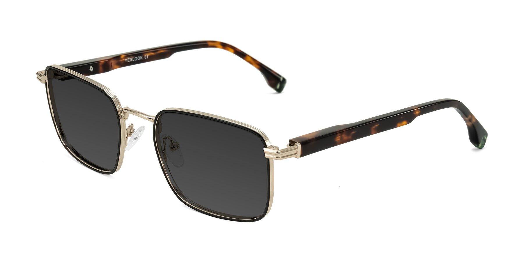 Angle of Rhine in Black/Gold/Tortoise with Gray Tinted Lenses