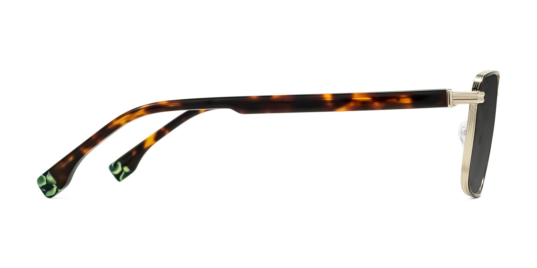 Side of Rhine in Black/Gold/Tortoise with Gray Tinted Lenses