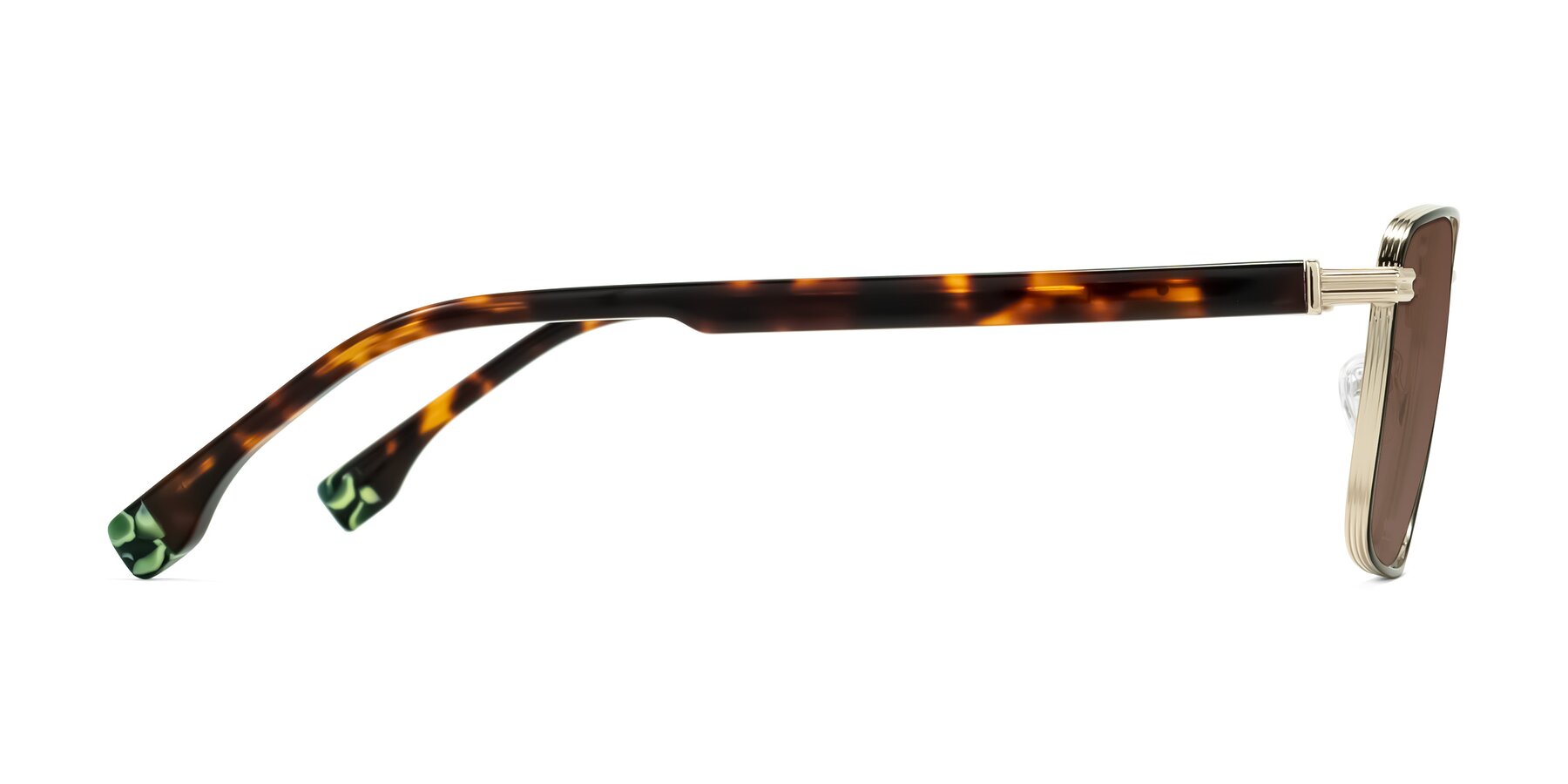 Side of Rhine in Black/Gold/Tortoise with Brown Tinted Lenses
