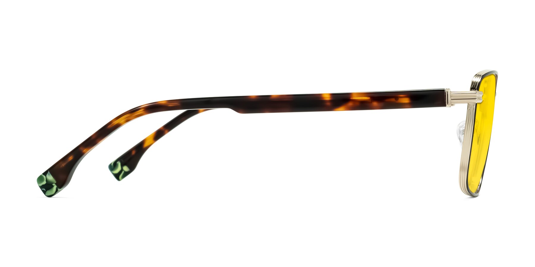 Side of Rhine in Black/Gold/Tortoise with Yellow Tinted Lenses