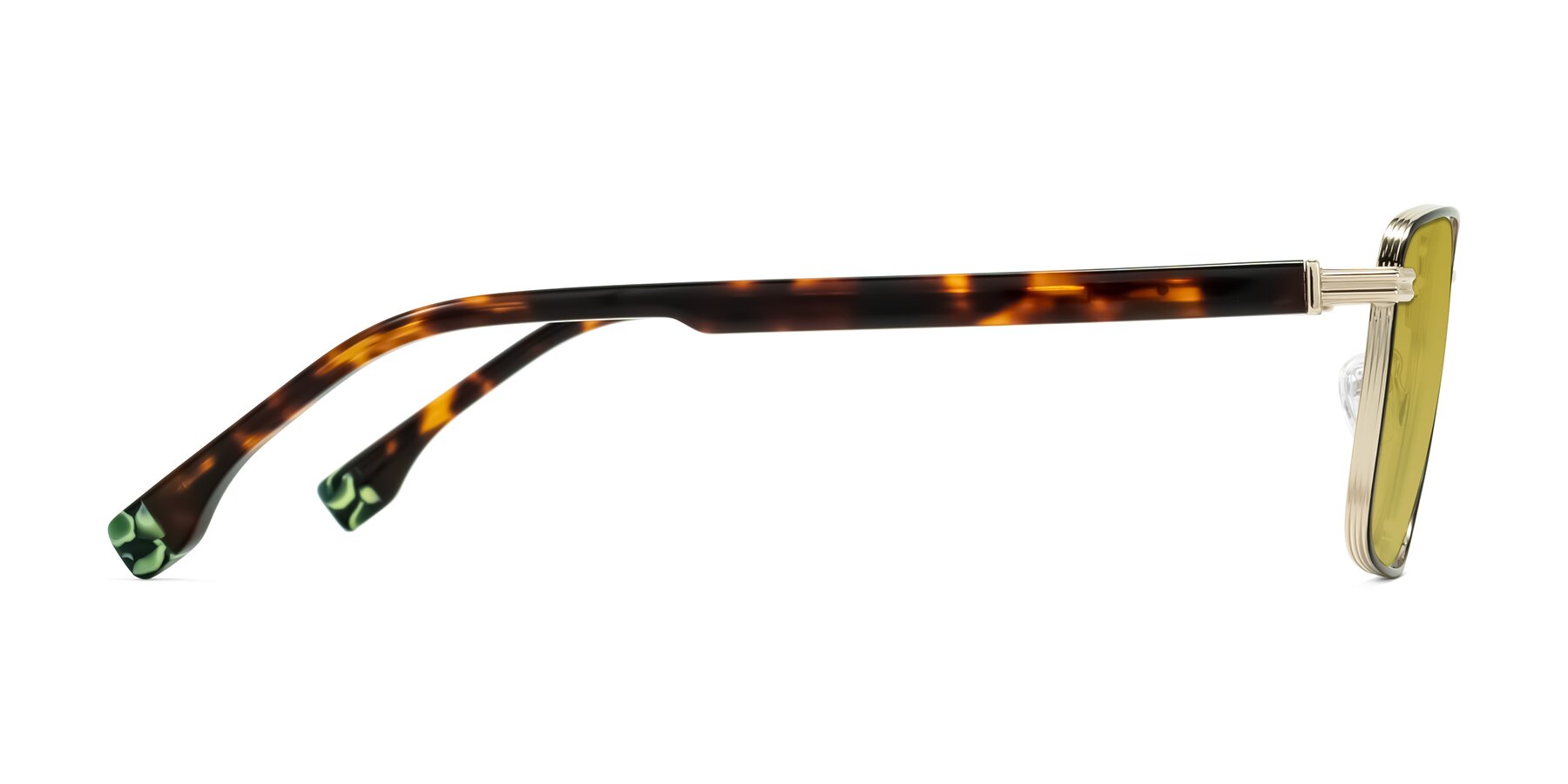Side of Rhine in Black/Gold/Tortoise with Champagne Tinted Lenses
