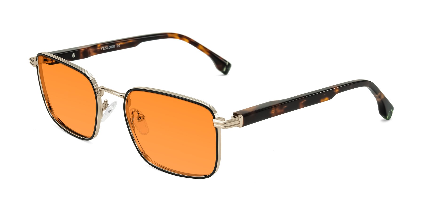 Angle of Rhine in Black/Gold/Tortoise with Orange Tinted Lenses