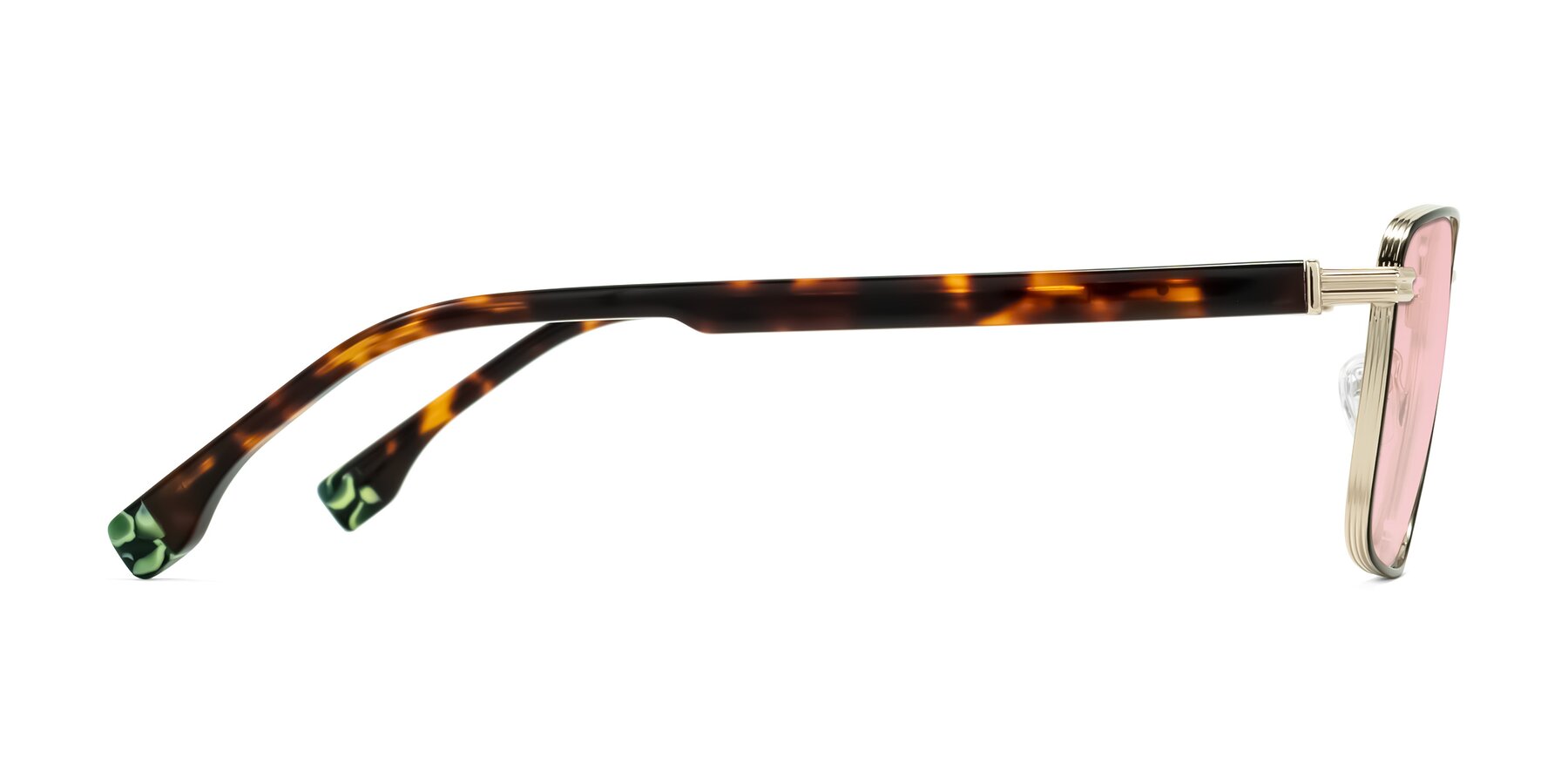 Side of Rhine in Black/Gold/Tortoise with Light Garnet Tinted Lenses