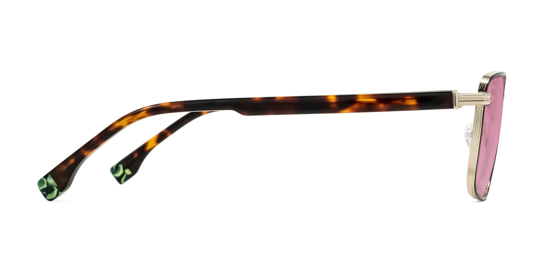 Side of Rhine in Black/Gold/Tortoise with Medium Wine Tinted Lenses
