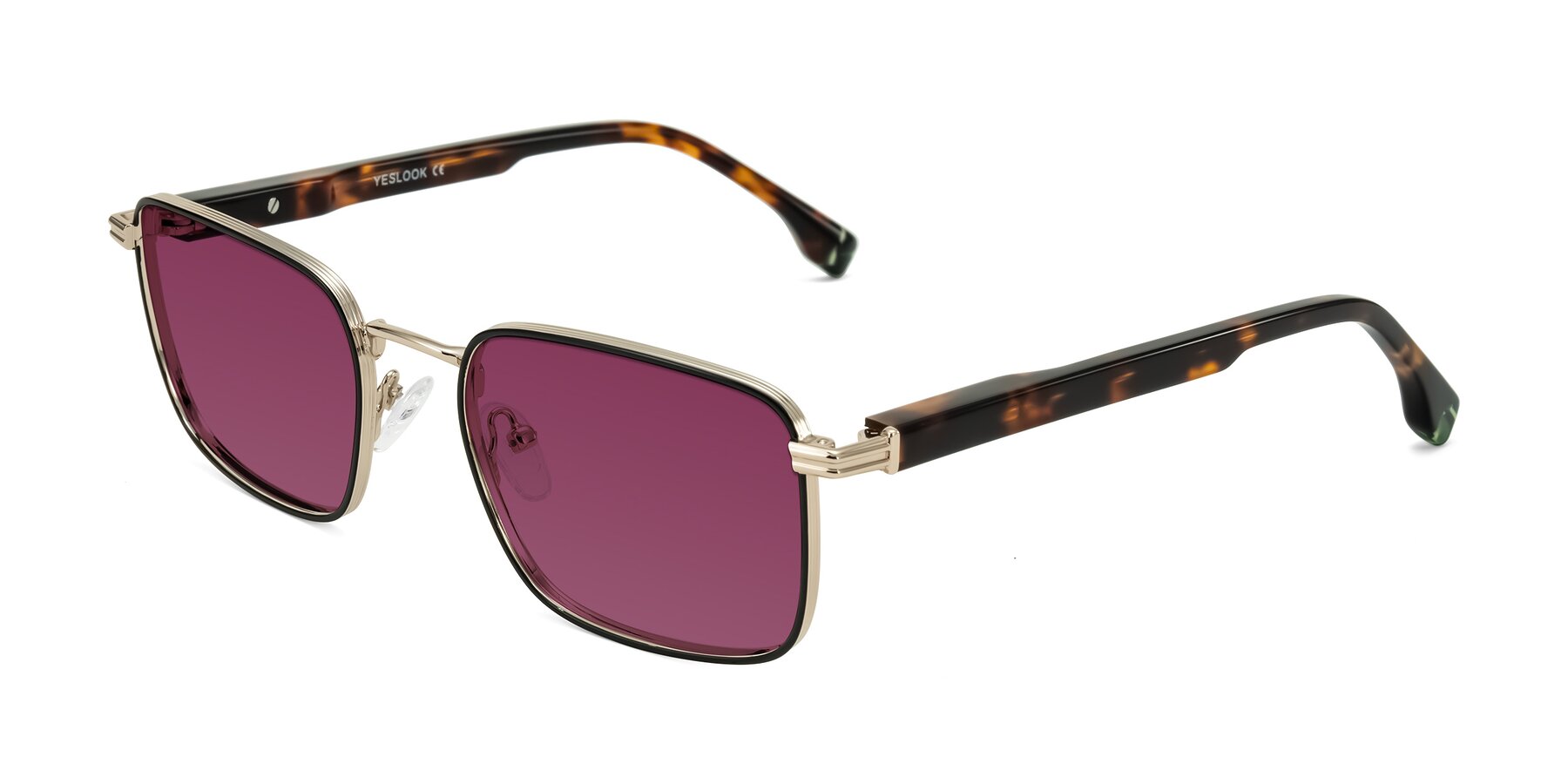 Angle of Rhine in Black/Gold/Tortoise with Wine Tinted Lenses
