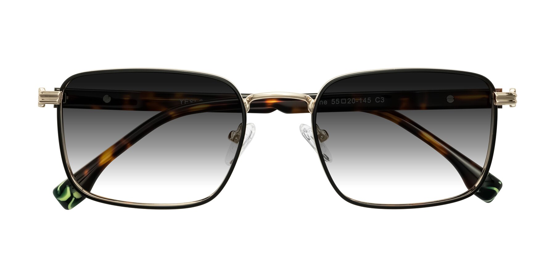 Folded Front of Rhine in Black/Gold/Tortoise with Gray Gradient Lenses