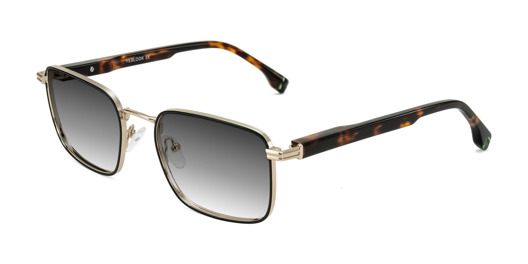 Angle of Rhine in Black/Gold/Tortoise with Gray Gradient Lenses