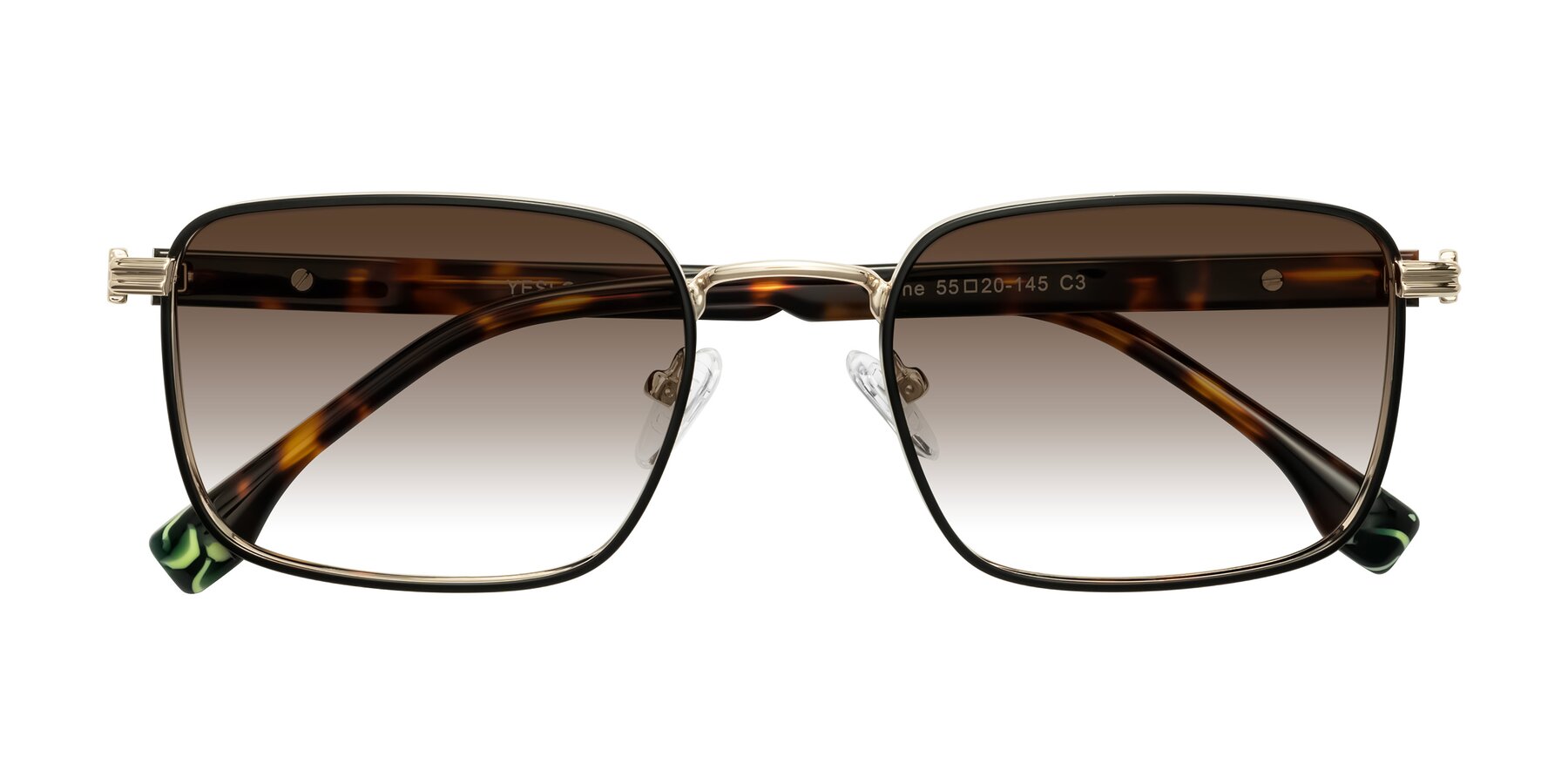 Folded Front of Rhine in Black/Gold/Tortoise with Brown Gradient Lenses