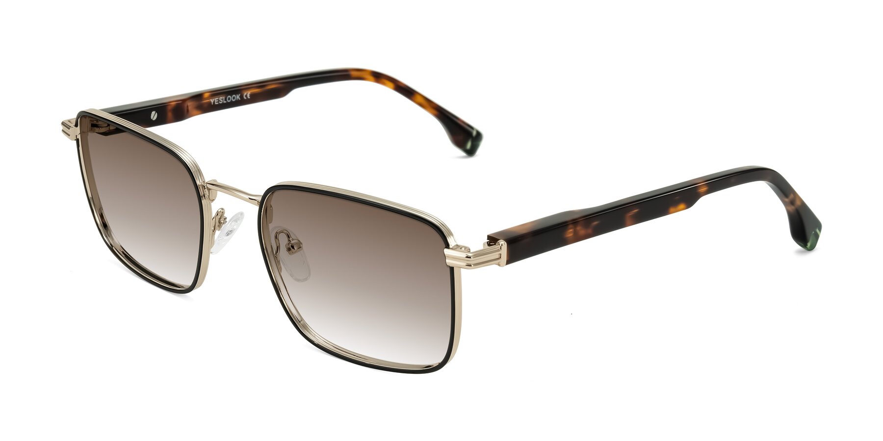 Angle of Rhine in Black/Gold/Tortoise with Brown Gradient Lenses