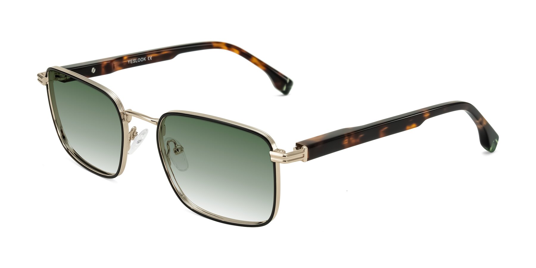 Angle of Rhine in Black/Gold/Tortoise with Green Gradient Lenses