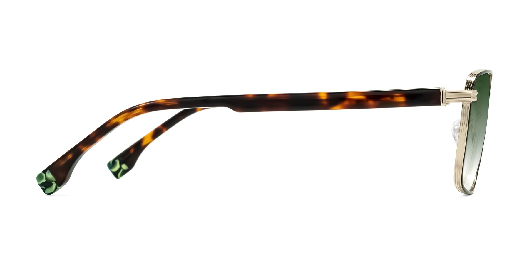 Side of Rhine in Black/Gold/Tortoise with Green Gradient Lenses