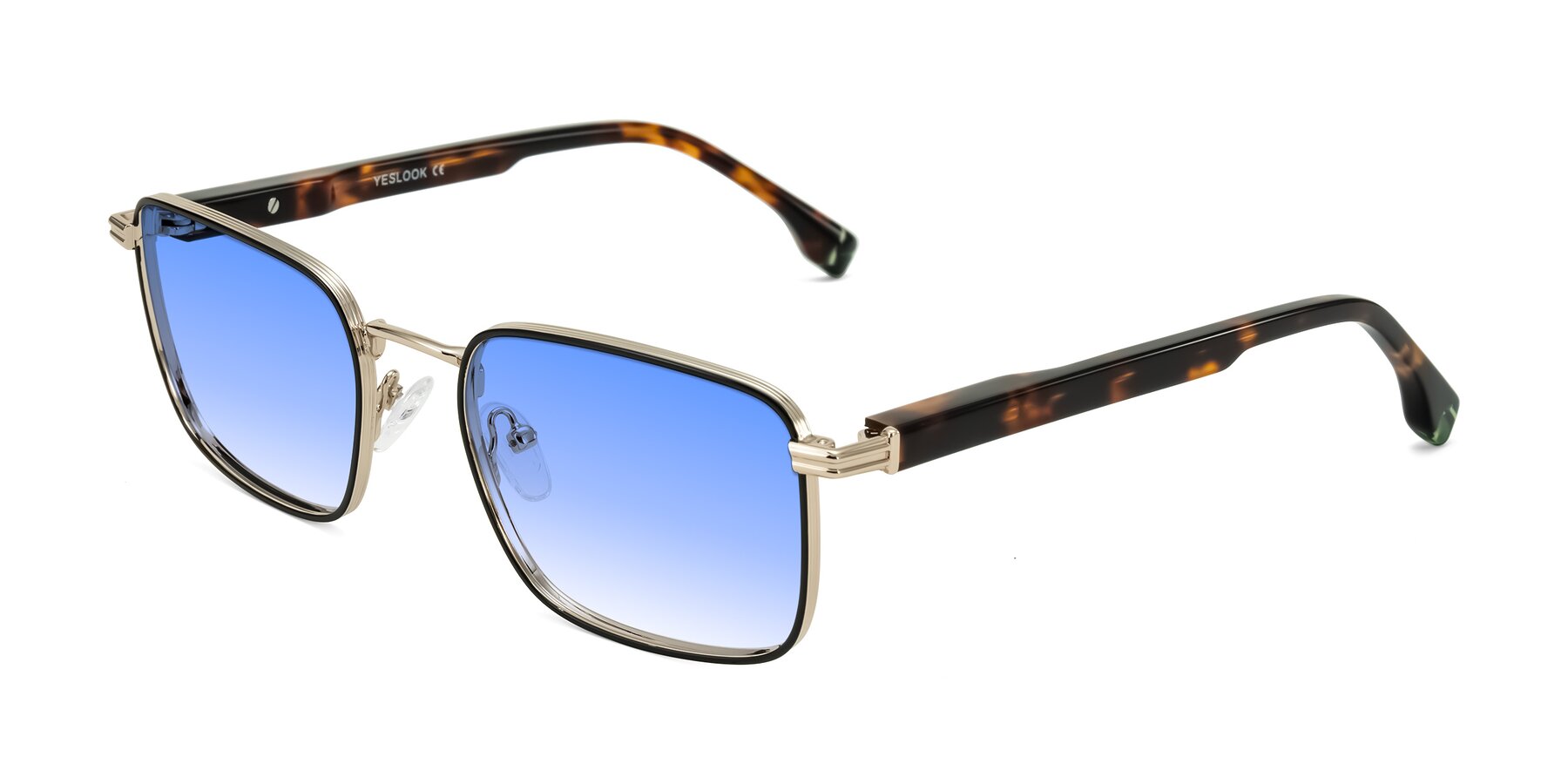 Angle of Rhine in Black/Gold/Tortoise with Blue Gradient Lenses