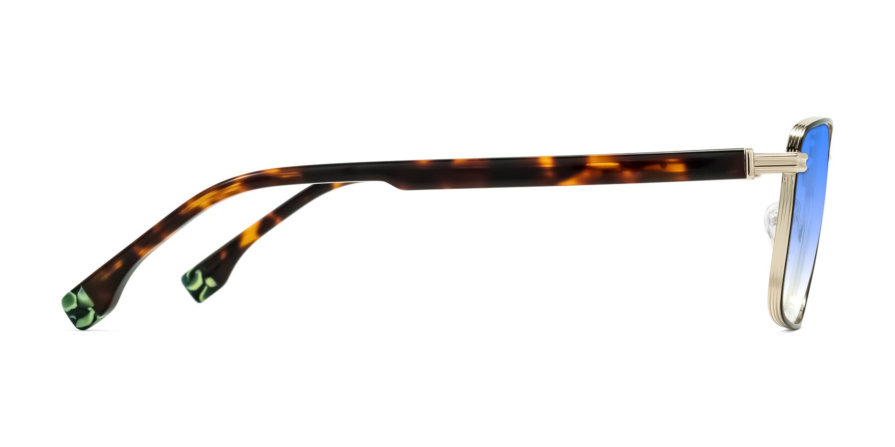 Side of Rhine in Black/Gold/Tortoise with Blue Gradient Lenses